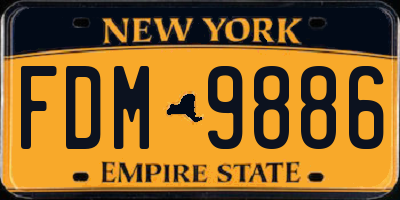 NY license plate FDM9886