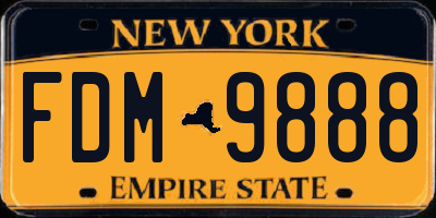 NY license plate FDM9888