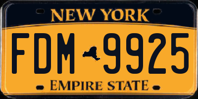 NY license plate FDM9925