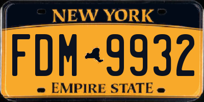 NY license plate FDM9932