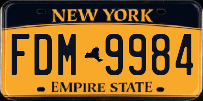 NY license plate FDM9984