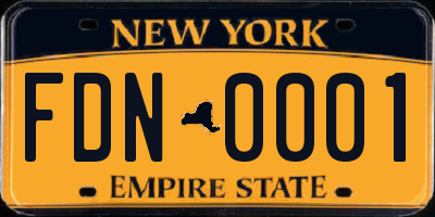 NY license plate FDN0001