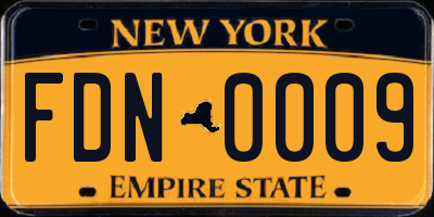 NY license plate FDN0009