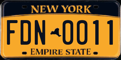 NY license plate FDN0011