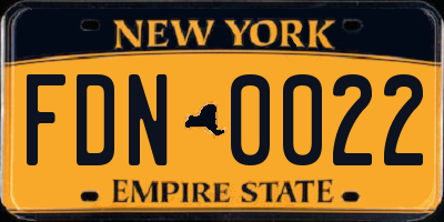NY license plate FDN0022