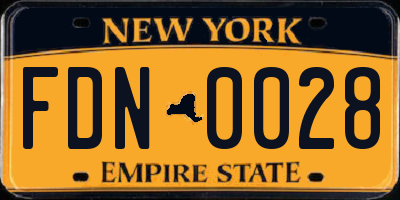 NY license plate FDN0028