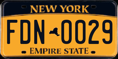 NY license plate FDN0029
