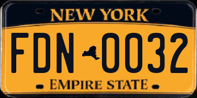 NY license plate FDN0032