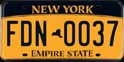 NY license plate FDN0037