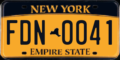 NY license plate FDN0041