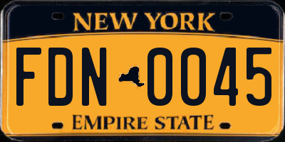 NY license plate FDN0045