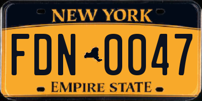NY license plate FDN0047