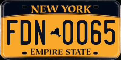 NY license plate FDN0065