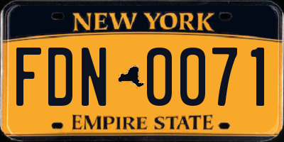 NY license plate FDN0071