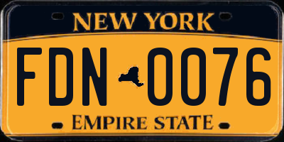 NY license plate FDN0076
