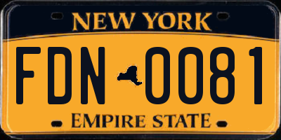 NY license plate FDN0081
