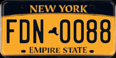 NY license plate FDN0088