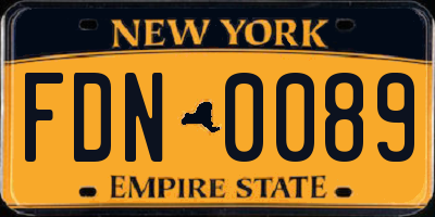 NY license plate FDN0089