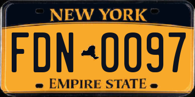 NY license plate FDN0097