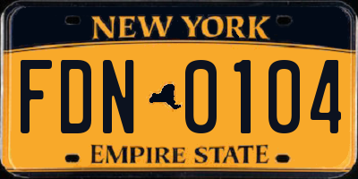 NY license plate FDN0104