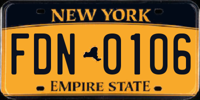 NY license plate FDN0106