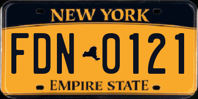 NY license plate FDN0121