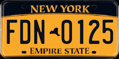 NY license plate FDN0125