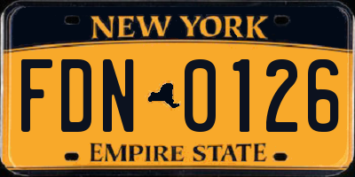 NY license plate FDN0126