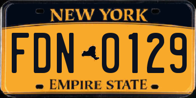 NY license plate FDN0129