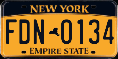 NY license plate FDN0134