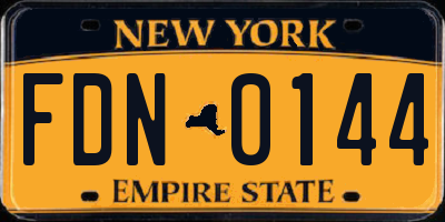 NY license plate FDN0144