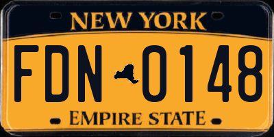 NY license plate FDN0148
