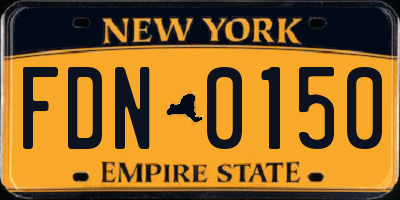 NY license plate FDN0150