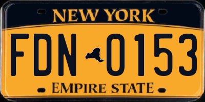 NY license plate FDN0153