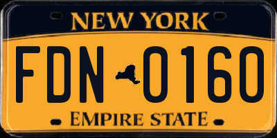 NY license plate FDN0160