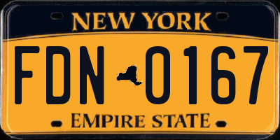NY license plate FDN0167