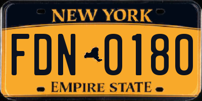 NY license plate FDN0180