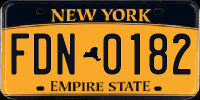 NY license plate FDN0182