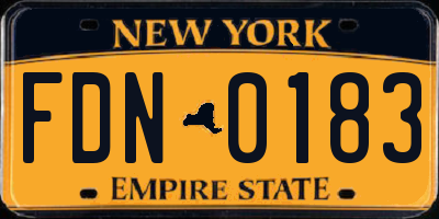 NY license plate FDN0183
