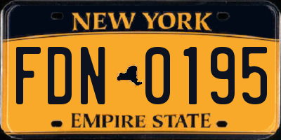NY license plate FDN0195