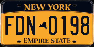 NY license plate FDN0198