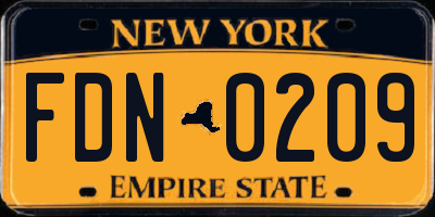 NY license plate FDN0209