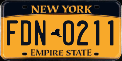 NY license plate FDN0211