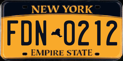 NY license plate FDN0212