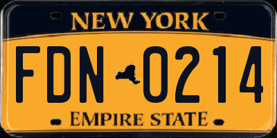NY license plate FDN0214