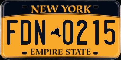 NY license plate FDN0215