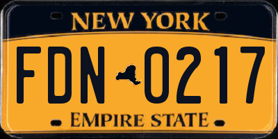NY license plate FDN0217