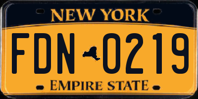 NY license plate FDN0219