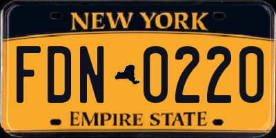 NY license plate FDN0220