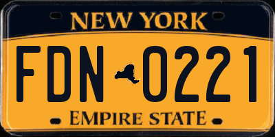 NY license plate FDN0221